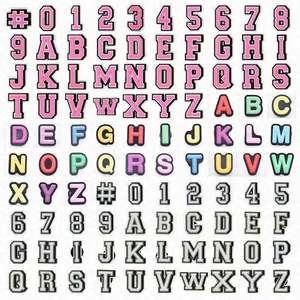 Vente en gros de sabots en caoutchouc personnalisés pour femmes Pack de lettres Décorations de chaussures en métal acrylique pour accessoires de boutons en position haute - Product Image 1