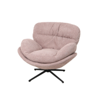 Fauteuil sans accoudoirs en tissu au design moderne et luxueux, rembourrage en éponge, pieds en métal, dossier coussiné de forme semi-circulaire, durable, pour salon
