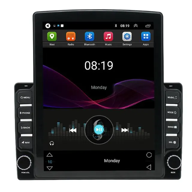 Rádio vertical universal para carro, rádio estéreo automotivo com tela de 9.7 polegadas e 2.5 d touch screen, reprodutor de vídeo e navegação gps