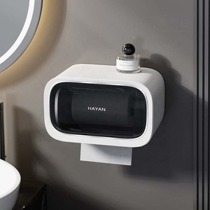 Étagère de rangement murale moderne en plastique <span class=keywords><strong>sans</strong></span> perçage pour serviettes de toilette, rouleaux de papier toilette, boîtes à mouchoirs, organisateur de salle de bain - Product Image 4