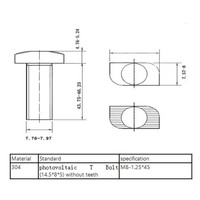 TOBO Solar PV Fastener A2-70 Stainless Steel Hammer Head T-bolt Screw Stud T Slot Drop-in Bolt Hammer Head T Bolt