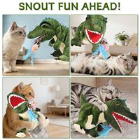 Sarung Tangan Anti Gigitan Kucing, Mainan Interaktif & Boneka Tangan, Boneka Dinosaurus Plush untuk Anak Kucing & Kucing Indoor