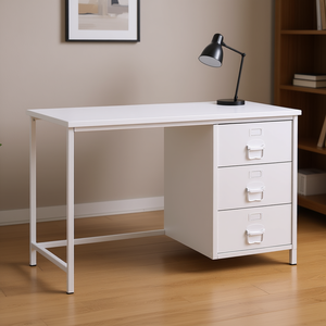 Scrivania Rettangolare in Acciaio Bianco con 3 Cassetti, Arredamento per Ufficio Domestico - Product Image 2