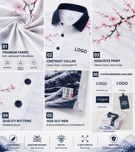 Polo personnalisé japonais à manches longues UPF 50, séchage rapide, pour le golf, fabricant OEM ODM - Product Image 3