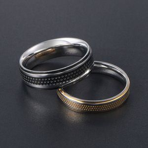 Titanium Steel <b>Couple</b> <b>Rings</b> Black And Gold Speckled Wedding Band Unisex Matching <b>Rings</b> SA529 530 - Product Image 4