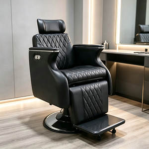 Fauteuil de barbier <span class=keywords><strong>Ludi</strong></span> modèle 01, luxe contemporain, siège en cuir PU, pompe hydraulique, structure en fer, portable, écologique, pour salon de coiffure - Product Image 4
