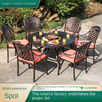 Conjunto de Mesa y Sillas de Barbacoa Multifuncional de Aluminio Metálico Moderno para Exteriores, 2 Plazas, para Patio y Jardín