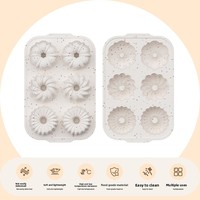 Nouveau moule en silicone de qualité alimentaire pour mini-gâteaux en forme de fleur, 6 cavités, résistant au four, idéal pour l'export.