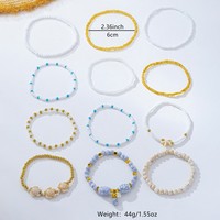 Bracelets en perles de riz bohèmes, chaîne en acrylique, écaille de tortue, pour femmes, bracelet élastique fait main, bijoux, cadeau
