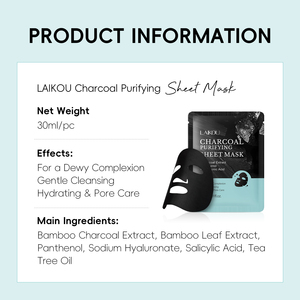 Masque facial exfoliant au charbon de bambou LAIKOU pour éliminer les points noirs, soin de la peau, nettoyage en profondeur, masque facial noir - Product Image 3