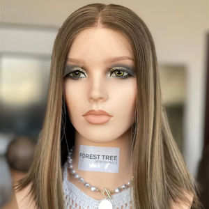 Pelucas de cabello virgen europeo 2025, pelucas superiores de encaje de capa súper ligera, proveedores de cabello eslavo Natural de Color Balayage - Product Image 1