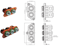 Connecteurs de boulons d'alimentation haute tension 2 broches 3 broches Connecteur de fil de batterie HVPT 200A Car Auto pour câble 50mm2