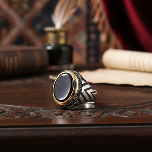Oval Onyx Stone Design Ottoman <b>Men's</b> <b>Ring</b> Turkish Handmade Wholesale Authentic <b>Silver</b> <b>Men</b> <b>Ring</b> - Product Image 3