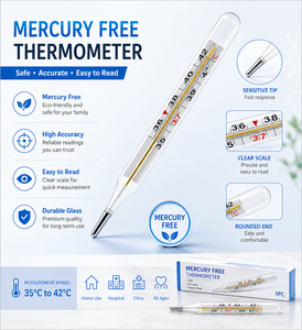 Termómetro Hidráulico Clínico Reica CR.W 00 sin Mercurio para Uso Axilar, Certificado CE Clase II, Garantía de 1 Año - Product Image 1