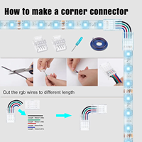 Connecteur de câble LED à verrouillage par pression IP68 en cuivre transparent pour PC, 3 broches, pour bande LED COB