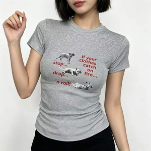 Camiseta de Manga Corta Estilo Americano, Verano, Dulce y Picante, Corte Ajustado, Nueva Moda, Versátil, con Estampado <span class=keywords><strong>Animal</strong></span> - Product Image 2