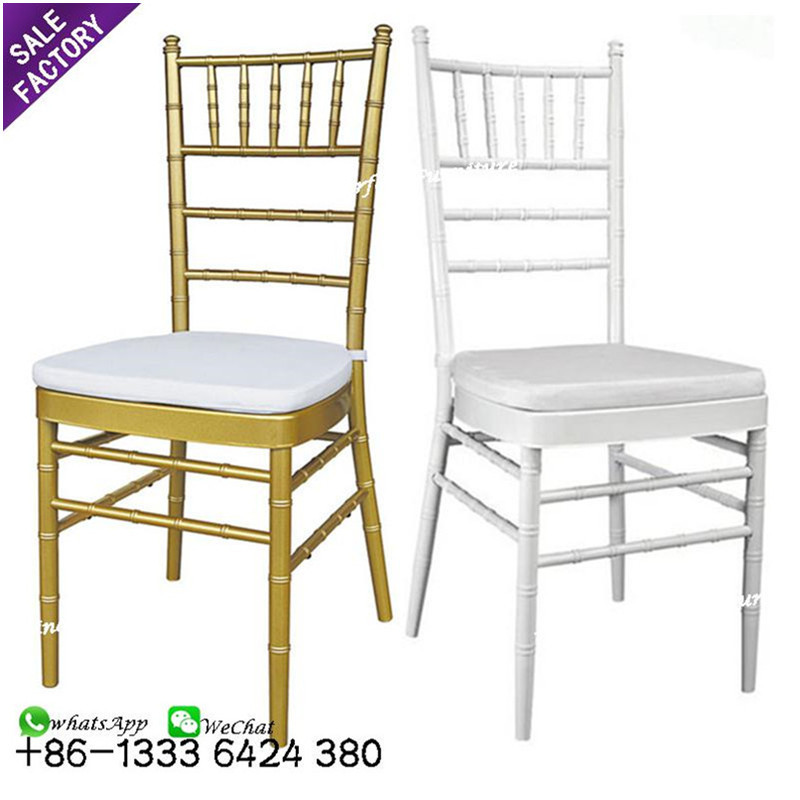 Sino perfect Stock Gold Weißmetall Stapel Tiffany Chiavary Chiavari Hochzeits stühle Zum Verkauf Chiavari Stuhl kissen Bankett Events