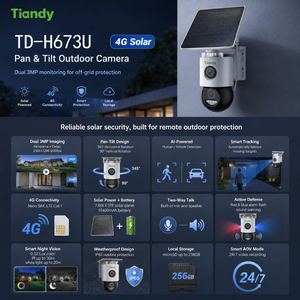 Tiandy 4G Solar <b>Camera</b> 6MP TD-H673U 2-way talk Human&vehicle detection 10040mAh battery Smart tracking Tiandy PT <b>Camera</b> - Product Image 4