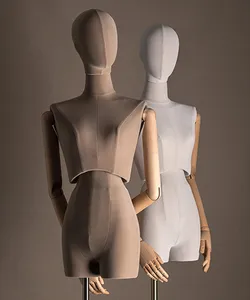 AFELLOW סיטונאי זול חצי גוף עם בסיס שמלת טופס נשי בד נשים דמה עץ מתכוונן זרועות Mannequin