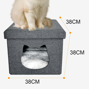 Bestseller Katzenzubehör-Anbieter Zusammenklappbares Atmungsaktives Katzentunnel-Bett 2 Würfelförmige Burg-Box Katzenhaus - Product Image 3