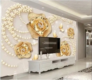 3D Maßgefertigte Blumen-Tapete Kristall-Diamant Luxus-Blumen Abzieh- und Aufkleb-Wandbild Tapete für Sofa TV-Hintergrund Schlafzimmer - Product Image 4