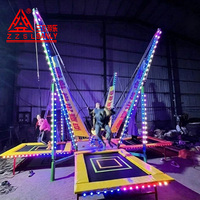 Nouveau design de trampoline rond à bungee pour quatre personnes avec remorque mobile, facile et pratique à déplacer, intérieur/extérieur, pour enfants
