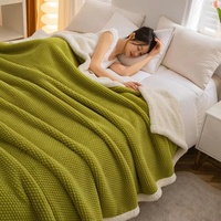 Sherpa Throw Blanket Queen Size, 500GSM Couverture épaisse chaude pour le jet Jacquard d'hiver pour le lit Couverture décorative douce et confortable