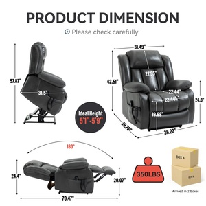 <span class=keywords><strong>Fauteuil</strong></span> inclinable électrique gris en similicuir à double moteur, 350 lb, avec télécommande, massage et chaleur, pour la relaxation dans le salon - Product Image 4