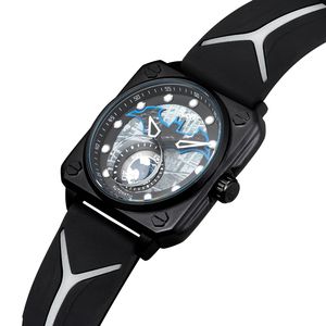 Reloj de pulsera de silicona luminoso, deportivo, cuadrado, para hombre, resistente al agua, con movimiento Seagull, automático, mecánico - Product Image 4