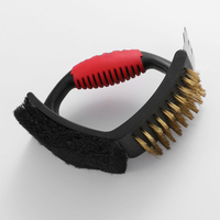Brosse de nettoyage de barbecue en acier inoxydable 3 en 1 avec grattoir et tampon à récurer