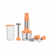 Mixeur plongeant électrique compact à vitesse variable, silencieux, pour smoothies et purées, avec récipient en plastique et hachoir