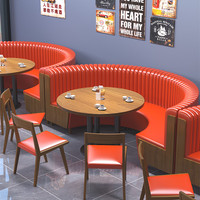 Tables et chaises en bois de luxe pour restaurant, prix d'usine, banquette demi-ronde orange pour restaurant, ensembles de mobilier pour restauration rapide