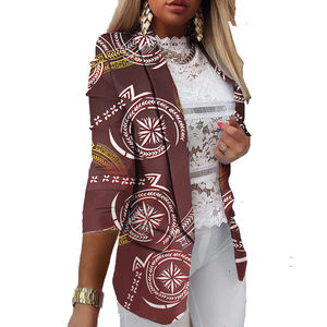 2 MOQ Polynesian Elei Tribal Design Custom High Quality Blazer Personality Long Sleeve Kimono Cardigan Traje informal de mujer - Product Image 5