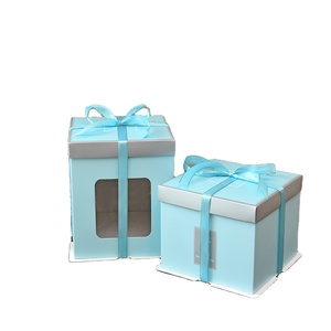 6/8/10/12 inch memory birthday cake blue packaging box single layer double layer square packaging gift box can be customized log