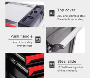 ชุดเครื่องมืออเนกประสงค์ 258 ชิ้น พร้อมกล่องเครื่องมือแบบมีล้อเลื่อน 7 ลิ้นชัก ชุดประแจบล็อก - Product Image 4