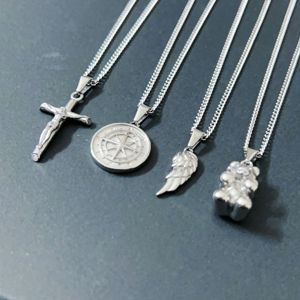 בעבודת יד תכשיטי mens 18K PVD זהב מצופה מעליב דוב תליון מצפן שרשרת נירוסטה שרשרת עם תליון צלב - Product Image 1