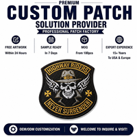 Écusson brodé personnalisé Crâne, Badge de Motard, Écussons thermocollants ou à coudre haute densité pour Vestes, Gilets, Vêtements et Accessoires