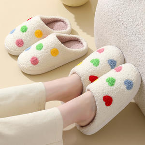 Custom Fuzzy Home for Slippers for Men and Women Warm Flat Indoor Stars and Heart with Anti-Slip Open Toe for Winter - Product Image 2