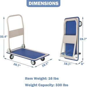Tugas berat kapasitas 150kg lipat Platform troli karet baja Flatbed <span class=keywords><strong>Dolly</strong></span> <span class=keywords><strong>Cart</strong></span> untuk gudang rumah kantor mendorong bergerak tangan truk - Product Image 2