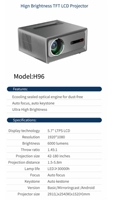 Projecteur intelligent Topleo avec mise au point automatique 4K Android 9, home cinéma portable LCD avec design compact et haut-parleurs stéréo HIFI