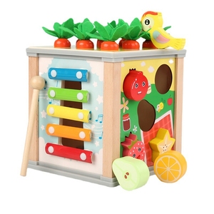 HOYE CRAFT Early Learning Shape Sorting Box Toys cubo di attività in legno giocattoli ravanello tirando gioco per bambini - Product Image 1