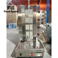 Grill à gaz professionnel pour shawarma, machine à shawarma au propane, machine à kebab doner, rôtissoire verticale avec 4 brûleurs pour la restauration rapide