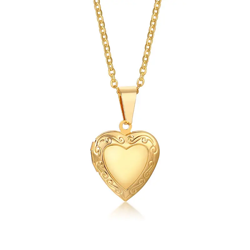 Colares de joias de aço inoxidável, pingente de ouro e prata, amor, coração, medalhão, colar