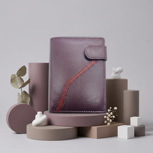 Portefeuille horizontal bicolore marron en cuir pleine fleur, fabriqué à la main, étui fin pour billets, conception anti-RFID, fabricant OEM/ODM. - Product Image 5