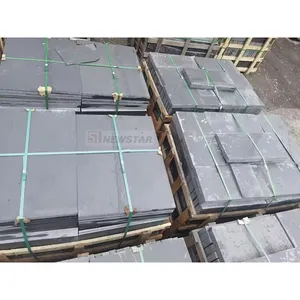 中国工厂定制尺寸和形状室外屋顶板岩600 x 300毫米地板铺路板和瓷砖天然板岩石黑色