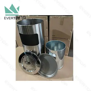 DB-07 Indoor Trash Can With Lid Silver Floor Standing Stainless Steel Garbage Bin Commercial Waste Bin Container Trash Can Bin