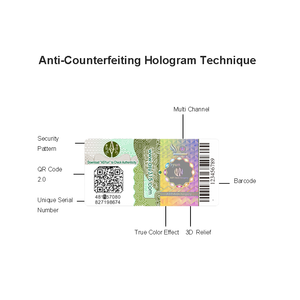 Autocollants holographiques d'hologramme personnalisés  anti-contrefaçon d'hologramme 3D avec l'étiquette de sécurité de code de - Product Image 3