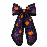 Nœud de cheveux d'Halloween pour filles, motif citrouille, en tissu, avec bandeau, accessoires de cheveux pour fêtes et célébrations