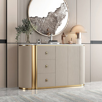 Muebles de Salón, Aparador Moderno Decorativo con Estructura de Madera y Piedra Sinterizada, Diseño Simple para Comedor