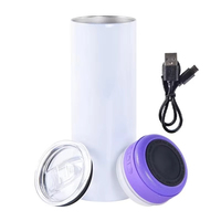 Gobelet Droit de Sublimation 20oz avec Haut-Parleur Bluetooth, Tasse à Musique sans Fil Isolée Sous Vide en Acier Inoxydable